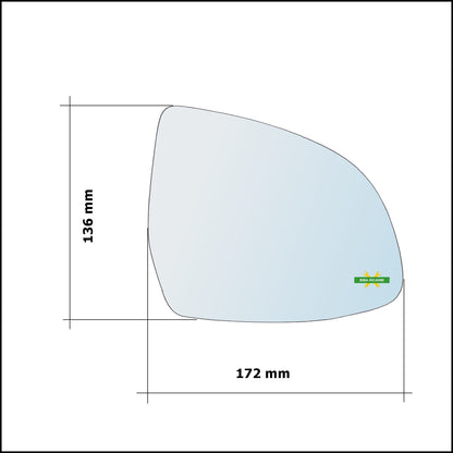 Vetro Specchio Retrovisore Cromato Asferico Lato Dx-Passeggero Per Bmw X4 (F26) dal 2013-2018