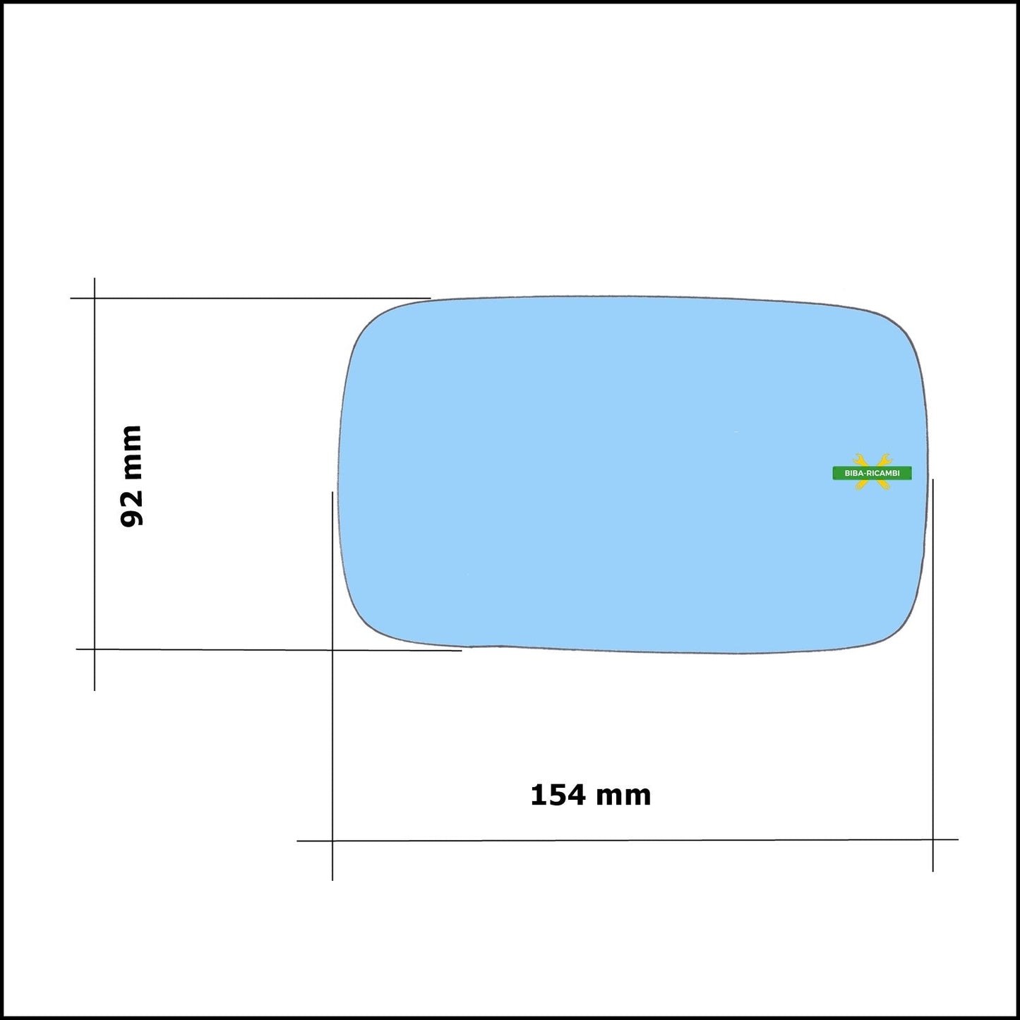 Vetro Specchio Retrovisore Azzurrato Lato Dx-Passeggero art.V246-R BIBA-RICAMBI