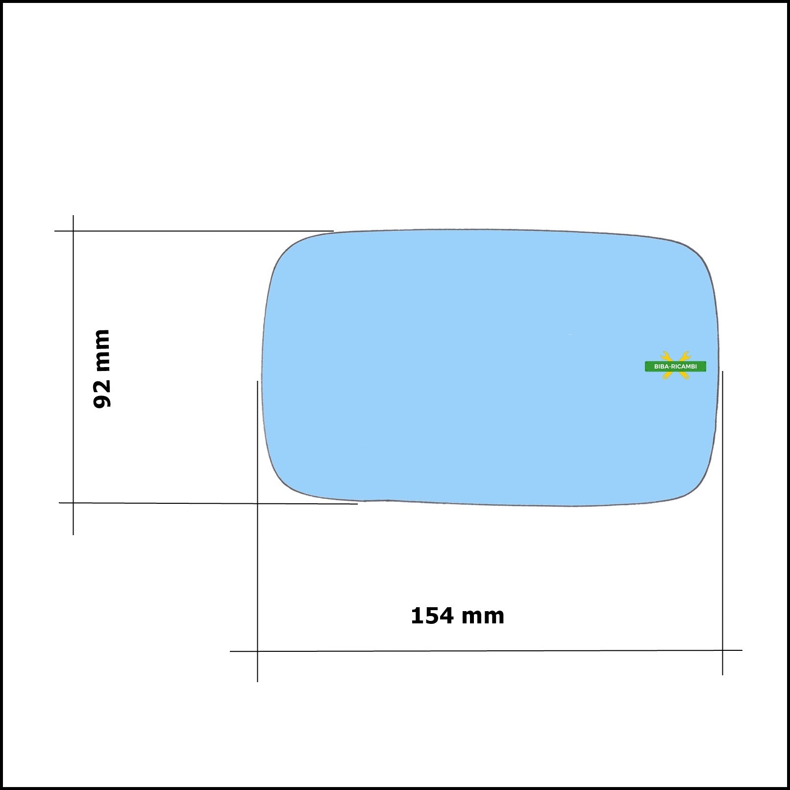 Vetro Specchio Retrovisore Azzurrato Lato Dx-Passeggero art.V246-R BIBA-RICAMBI