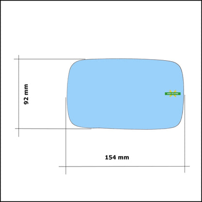 Vetro Specchio Retrovisore Azzurrato Lato Dx-Passeggero art.V246-R BIBA-RICAMBI