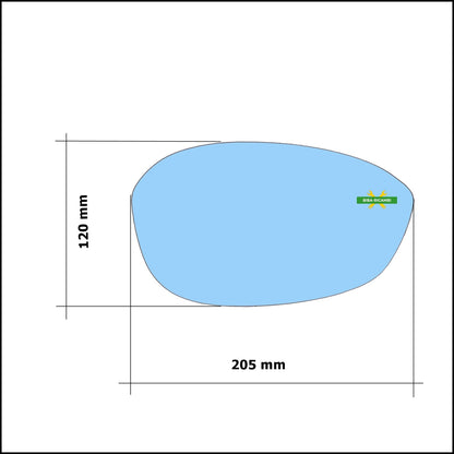 Vetro Specchio Retrovisore Azzuratto Asferico Lato Dx-Passeggero Per Alfa Romeo Brera (939) dal 2006-2011