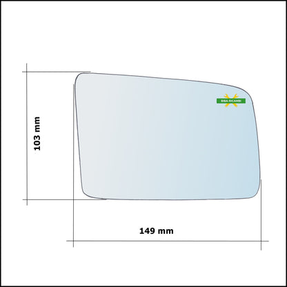 Aspherical Chrome Rearview Mirror Glass Left Driver Side For Opel Astra F (T92) from 1991-1994