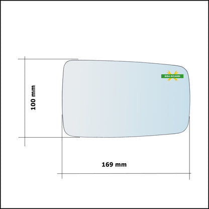 Aspherical Chrome Rearview Mirror Glass Left Driver Side For Fiat Tempra (159) from 1990-1998