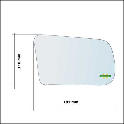 Vetro Specchio Retrovisore Cromato Asferico Lato Sx-Guidatore Per Lancia Thema I (834) dal 1984-1994