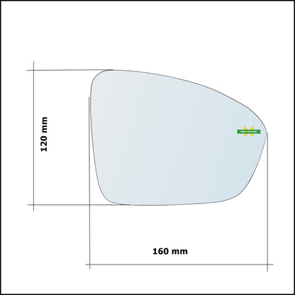 Vetro Specchio Retrovisore Cromato Asferico Lato Sx-Guidatore Per Renault Megane IV dal 2015&gt;