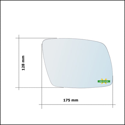 Vetro Specchio Retrovisore Cromato Asferico Lato Sx-Guidatore Per Dodge Journey (JC) dal 2008&gt;