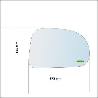 Aspherical Chrome Rearview Mirror Glass Left Driver Side For Hyundai Atos | Atos Prime (MX) from 1997&gt;