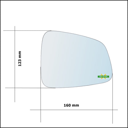 Vetro Specchio Retrovisore Cromato Lato Dx-Passeggero Per Chevrolet Trax dal 2012>