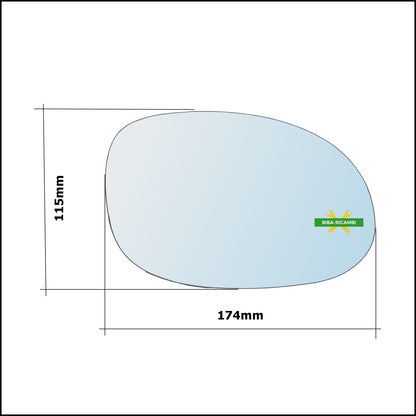 Vetro Specchio Retrovisore Asferico Lato Dx-Passeggero Per Chrysler PT-Cruiser dal 2000-2010