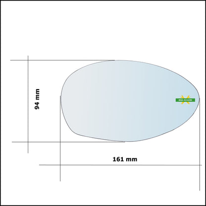Vetro Specchio Retrovisore Asferico Lato Sx Guidatore [art-V101-LS] BIBA-RICAMBI