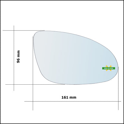 Vetro Specchio Retrovisore Cromato Asferico Lato Sx-Guidatore Per Mercedes Classe CLS I (C219) dal 2004-2011