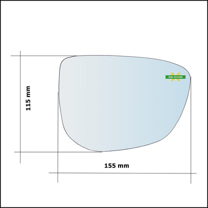 Vetro Specchio Retrovisore Lato Sx-Guidatore Per Citroen C-Elysee dal 2012&gt;