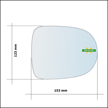 Aspherical Rearview Mirror Glass Right Passenger Side For Renault Twingo II (CN0) only from 2010-2014