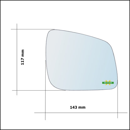 Vetro Specchio Retrovisore Asferico Lato Sx-Guidatore Per Mercedes Classe A II (W169) solo dal 2008-2012