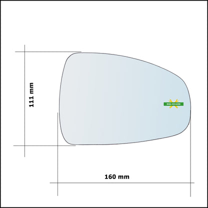 Vetro Specchio Retrovisore Lato Dx-Passeggero Per Audi A1 I (8X) dal 2010&gt;