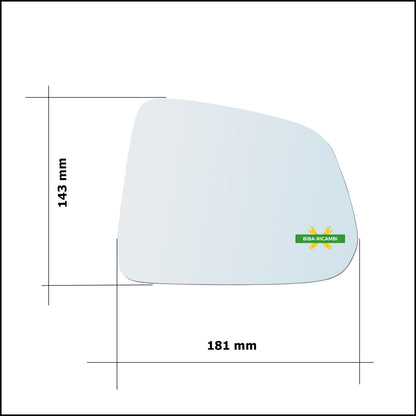 Vetro Specchio Retrovisore Asferico Lato Sx-Guidatore Per Opel Antara (L07) DAL 2006&gt;