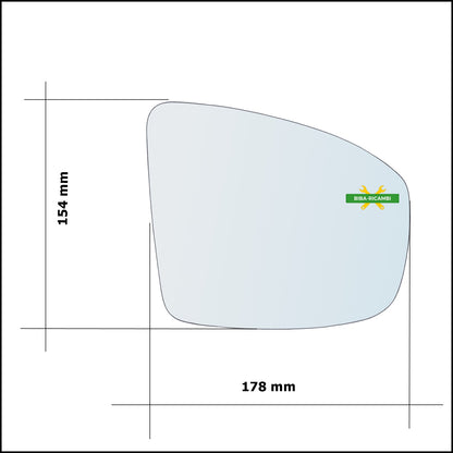 Vetro Specchio Retrovisore Lato Dx-Passeggero Per Infiniti QX70 solo dal 2013-2016