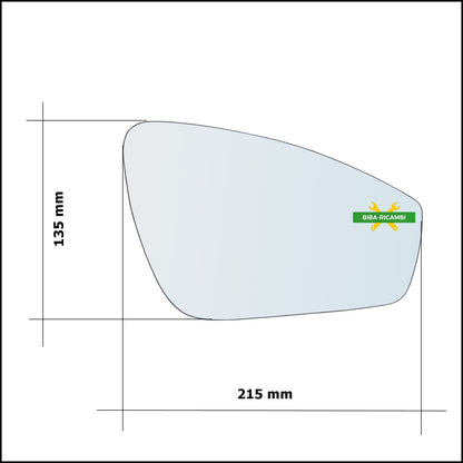 Vetro Specchio Retrovisore Asferico Lato Dx-Passeggero Per Audi Q4 (F4) dal 2020&gt;