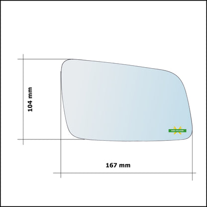 Piastra Retrovisore Asferica Termica Lato Sx-Guidatore Per Opel Astra G (T98) solo dal 1998-2004