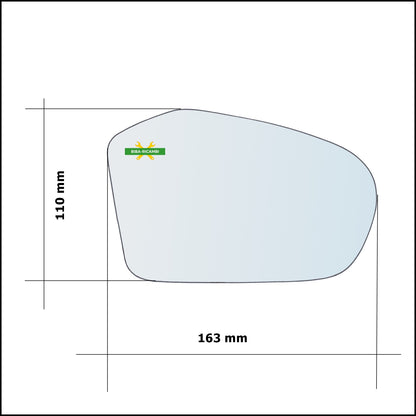 Vetro Specchio Retrovisore Asferico Lato Dx-Passeggero Per Mercedes Classe B (W245) solo dal 2005-2008