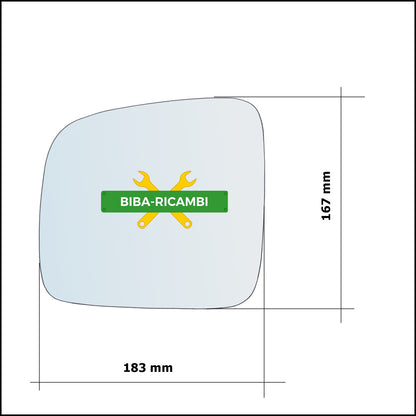 Vetro Specchio Retrovisore Lato Sx-Guidatore Per Volkswagen Transporter T5 solo dal 2003-2008