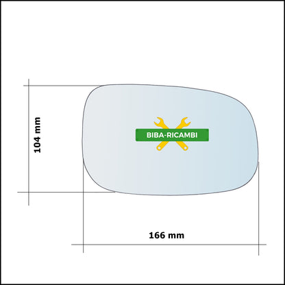 Vetro Specchio Retrovisore Asferico Lato Sx-Guidatore Per Volvo V70 II (285) solo dal 2007-2008