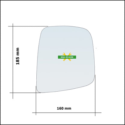 Vetro Specchio Retrovisore Asferico Lato Dx-Passeggero Per Nissan NV200 / Evalia dal 2010&gt;