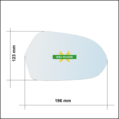 Vetro Specchio Retrovisore Asferico Lato Dx-Passeggero Per Audi A6 IV (4G) dal 2010&gt;