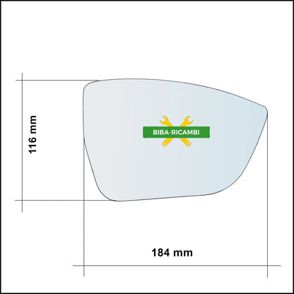 Piastra Specchio BLIND SPOT Termica Lato Dx-Passeggero Per Seat Ateca (KH7) dal 2016&gt; BIBA-RICAMBI