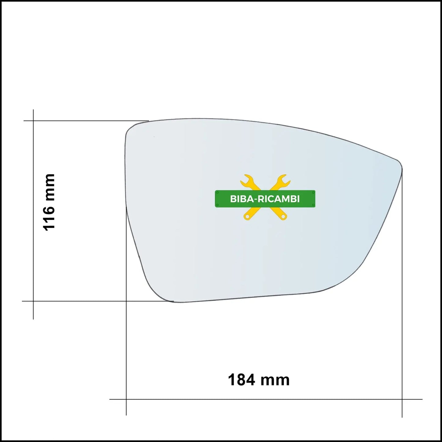Vetro Specchio Retrovisore Asferico Lato Dx-Passeggero Per Seat Ateca (KH7) dal 2016&gt; BIBA-RICAMBI