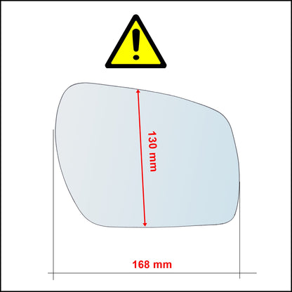 Vetro Specchio Retrovisore Cromato Asferico Lato Sx-Guidatore Per Ford Fiesta V (JH) solo dal 2008-2010 (specchio piu grande)