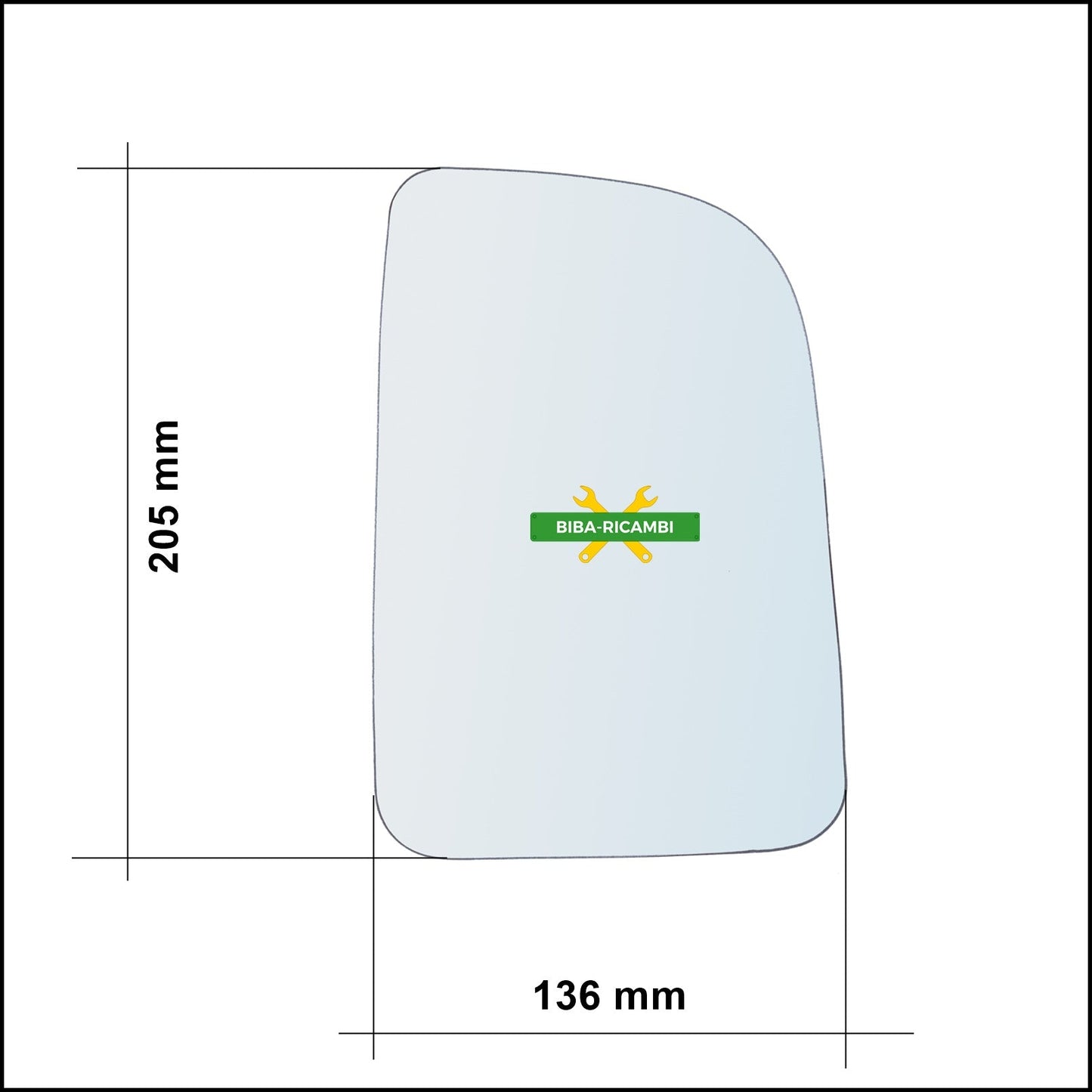 Piastra Specchio Retrovisore Termica Lato Sx-Guidatore Per Mercedes Sprinter dal 2018&gt; BIBA-RICAMBI