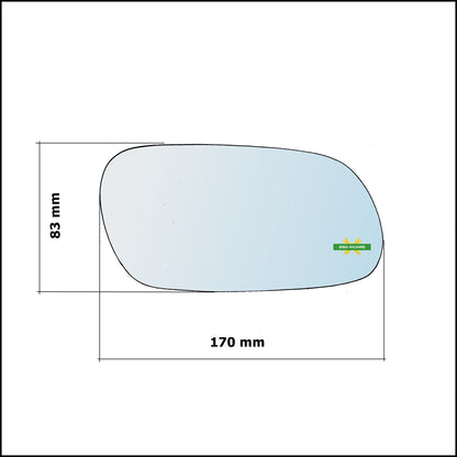 Vetro Specchio Retrovisore Cromato Asferico Lato Sx-Guidatore Per Toyota Celica III (T20) dal 1993-1999