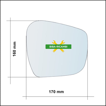 Vetro Specchio Retrovisore Asferico Lato Dx-Passeggero Per Renault Alaskan dal 2016&gt; BIBA-RICAMBI