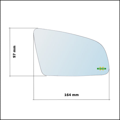 Vetro Specchio Retrovisore Cromato Asferico Lato Sx-Guidatore Per Audi A3 II (8P) solo dal 2003-2008