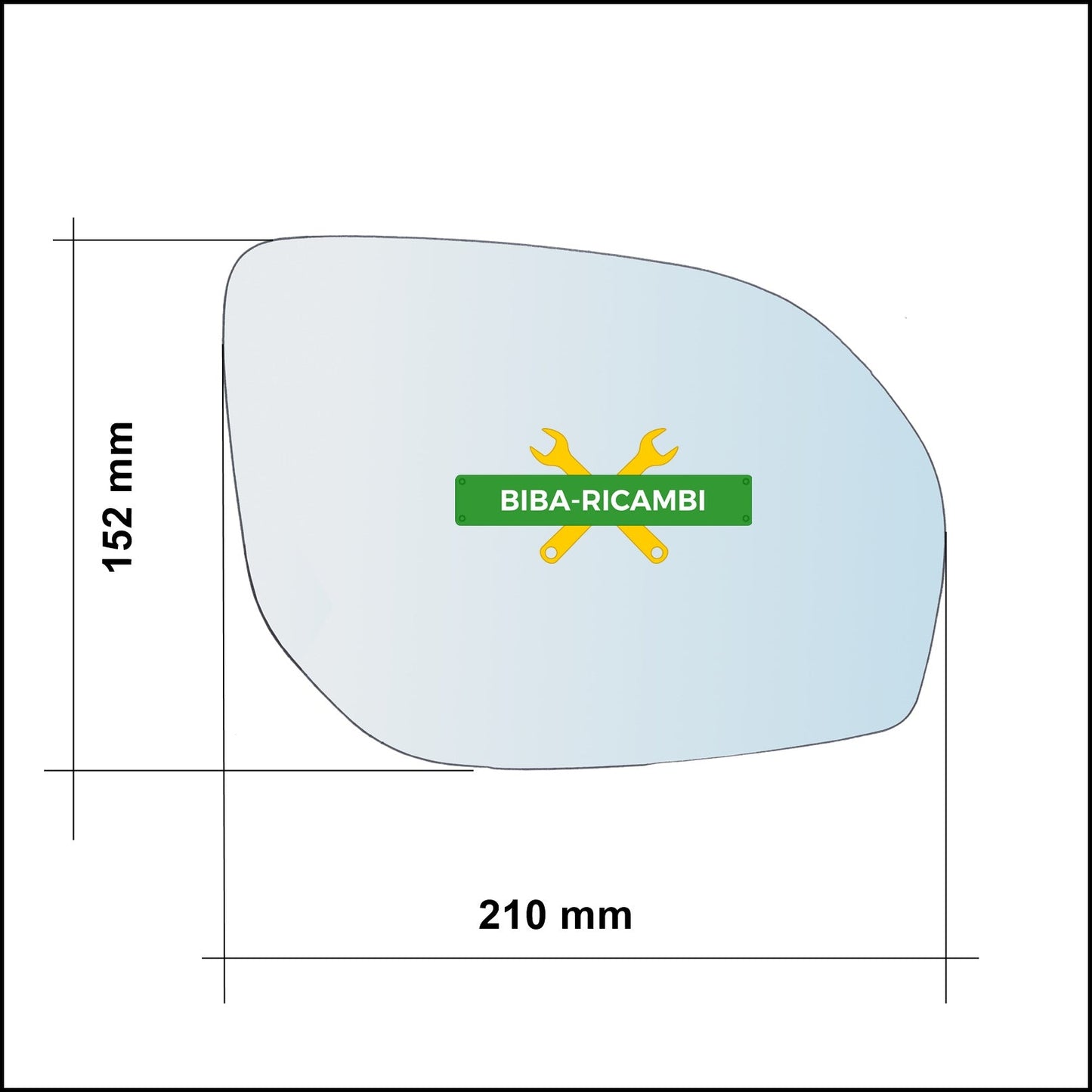 Vetro Specchio Retrovisore Lato Dx-Passeggero (specchio piu grande) BIBA-RICAMBI