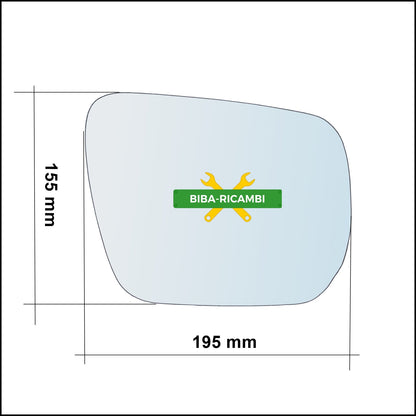 Vetro Specchio Retrovisore Asferico Lato Sx-Guidatore dal 2005> BIBA-RICAMBI