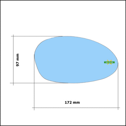 Vetro Specchio Retrovisore Blue Asferico Lato Dx-Passeggero Per Bmw Serie 1 (E81,E87) solo dal 2003-2008