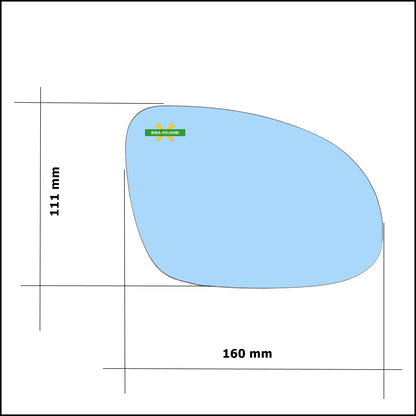 V. Piastra Retrovisore Asferica Termica Blue Lato Dx-Passeggero Per Volkswagen Golf V (1K) dal 2003-2009