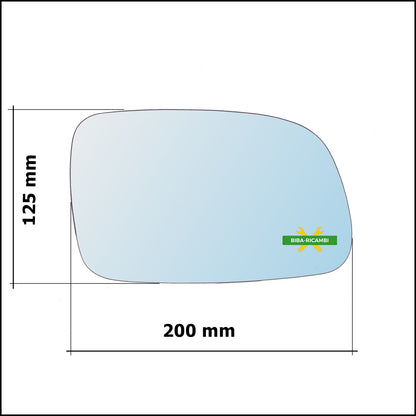 Vetro Specchio Retrovisore Lato Sx-Guidatore Per Jeep Grand Cherokee II (WJ) dal 1998-2005