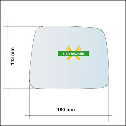 Vetro Specchio Retrovisore Asferico Lato Sx-Guidatore Per Nissan Patrol GR V Wagon (Y61) dal 1997&gt; BIBA-RICAMBI