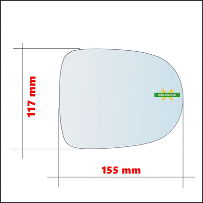 Vetro Specchio Retrovisore Lato SX Compatibile Per Daihatsu Cuore Top Dal 2007> BIBA-RICAMBI