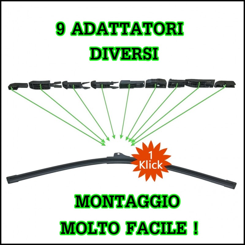 Spazzole Tergicristallo Compatibile Per Fiat Grande Punto [199..] Dal 10.2005-12.2011 BIBA-RICAMBI